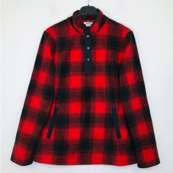 Duluth Red Plaid Fleece Pullover Size Large - Picture 1 of 6